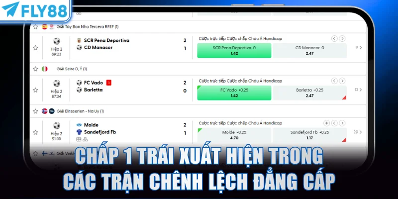 Chấp 1 trái thường xuất hiện trong các trận chênh lệch đẳng cấp