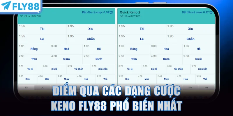 Điểm qua các dạng cược Keno FLY88 phổ biến nhất