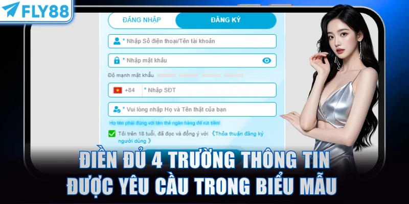 Điền đủ 4 trường thông tin được yêu cầu trong biểu mẫu đăng ký