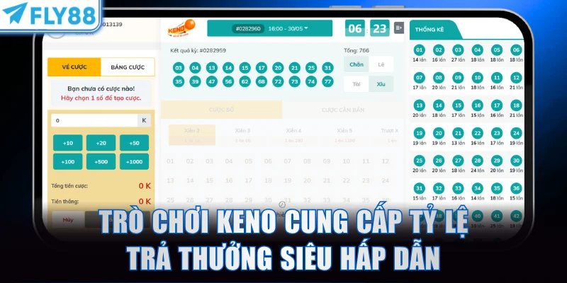 Trò chơi Keno cung cấp tỷ lệ trả thưởng siêu hấp dẫn